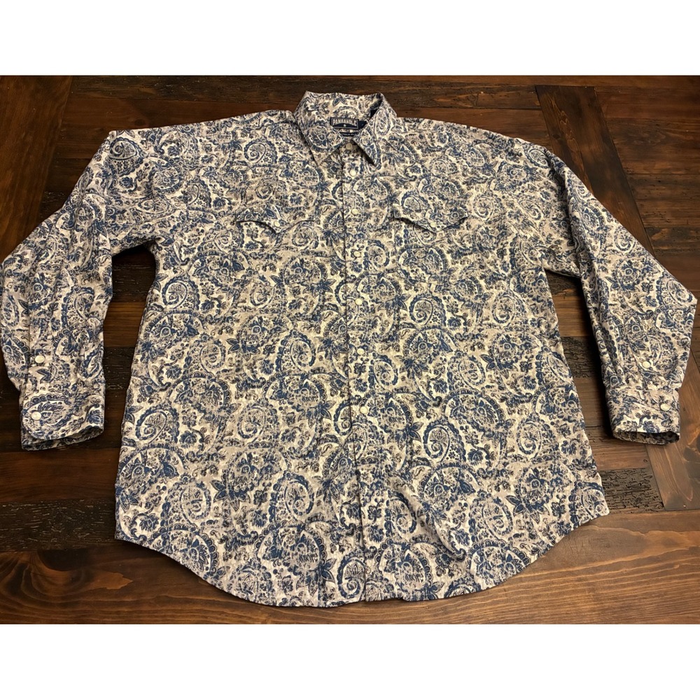 Panhandle Slim Paisley Button Down Shirt Men's Large Western Pearl Snap Yoke